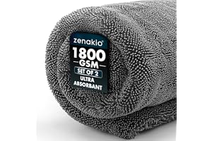 Zenakio mikrofiberduk för biltorkning - 40x40 cm + 50x80 cm - 1800 g/m² magisk fönsterduk, ränderfri, ultraabsorberande, repf