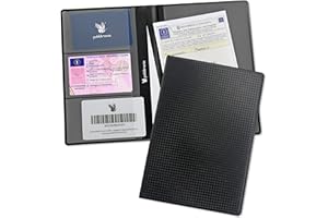 pubblimania Portadocumentos Tipo Carbono para Coche Moto, Cierre de Dos Puertas Made in Italy. para folletos, Tarjetas, Seguros, Sellos o Documentos de Viaje (Tipo Carbono)