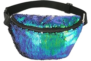 BEST FANCY DRESS One BFD Fanny Pack Waist Pack Bumbag Bum Bag Running Belt for Ladies Men Kids Festival Causal Holiday Wipe Clean Adjustable Strap (Sequin Green)