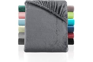 ‎BASATEX BaSaTex Cashmere Touch Plüsch Premium Spannbettlaken - SUPER Soft Flauschiges Winter Spannbetttuch für Wasserbetten und Boxspringbetten - wärmendes Bettlaken | 200x220 cm | Farbe: Anthrazit