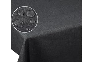 Laneetal 0800037 obrus lniany koc lniany wygląd wodoodporny obrus z efektem lotosu ochrona przed plamami łatwa pielęgnacja zmywalny odporny na zabrudzenia prostokątny 135x200 cm szary