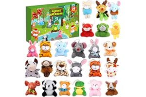 CONPONOUS Calendrier de l'avent Peluche, Calendrier de l'avent 2025 Enfant, 24 Styles Différents de Jouets Animaux en Peluche, Cadeau Noel Pour Fille et Garçons (Multi)