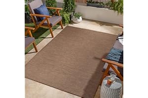 Jimri Tapis d'intérieur et d'extérieur Tapis résistant aux intempéries pour Balcon, terrasse, Jardin, Cuisine Tapis de Sol Durable, résistant aux Rayons UV – Dimensions 160 x 220 cm, Marron/Taupe