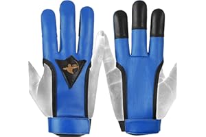 Daskz Leathers Archery 3 Finger Glove – 100% Genuine Leather with Reinforced Tips, Adjustable Velcro Strap & Stylish Design – Fits Right & Left Hand – Available in Blue, Green & Red