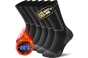 YESWEL 3 Paires Chaussettes Homme Femme, 60% Laine Mérinos Chaussettes Randonnée, Rembourrées Chaussette Chaudes Hiver Pour Trekking Running Sport