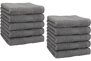 Betz Lot de 10 Serviettes débarbouillettes lavettes Taille 30x30 cm en 100% Coton Premium Couleur Anthracite