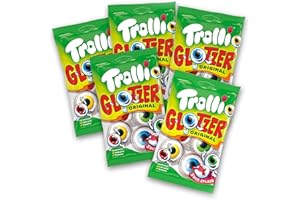 Trolli Glotzer Pack 5x4 – Yeux en gélatine acidulés avec cœur liquide – Friandises cultes pour Halloween & fêtes – Sans lactose, sans gluten – Avec autocollant Sweet Buddies