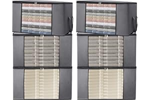 ALPOONS® - Aufbewahrungstasche (90 L 6 er) aus 150 GSM atmungsaktiver Vliesstoff extra dick für die Aufbewahrung Kleidung. Aufbewahrungstasche für Bettdecken, die für Ordnung sorgt im Kleiderchaos.