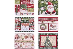 YELOUMISS Christmas Placemats Christmas Table Mats Set of 6 Washable Fabric Placemats Christmas Style for Christmas Party Table Decoration Dining Room (42 * 34cm)