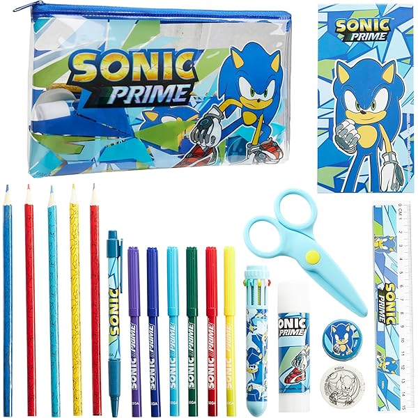 Set Cancelleria Sonic Per Bambini | Con Matite Colorate E Adesivi | Astuccio Multicolor Cerdá - Foto 3