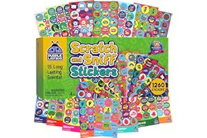 Stickers pour Enfant et Enseignant Scratch and Sniff de Purple Ladybug - Lot de 45 Feuilles d'Autocollants Originaux Parfumés à Gratter! Gommettes d'Encouragement avec 15 Parfums Différents