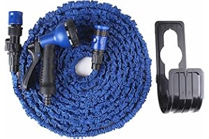 EVER RICH ® 100 Feet Newest Expandable Strongest Magic Hose Pipe with ABS Fittings & 8-Pattern Spray Nozzle (Blue)