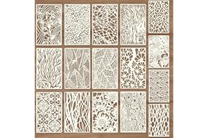 PRETWAD 16 Stück Kunststoff Schablonen Set,abstrakte Schichtschablone wiederverwendbare geometrische Malschablonen Schablonen Malen ürScrapbooking,für Boden,Möbel Wandgestaltung Deko,DIY Scrapbooking Handwerk