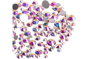 Jollin 3456pcs Flatback Rhinestones Glass Charms Diamantes Gems Stones for Nail Art 6 Size ss4~ss12 Crystal AB