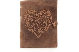 ‎MOONSTER moonster Leder Notizbuch mit Prägung Motiv Herz Din A5 240 Seiten aus blanko säurefreiemBaumwollpapier | Handgemachtes retro Tagebuch, Journal, Skizzenbuch, Handlettering Buch, Fotoalbum