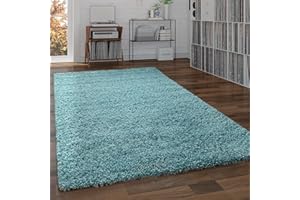 ‎PACO HOME Dywan Shaggy Z D逝gim W這siem Do Salonu Jednokolorowy R騜ne Kolory I Rozmiary, Rozmiar:160x220 cm, Kolor:Turkusowy