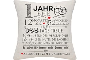 Bommex 1 Jahr der Ehe Geschenk 1. Hochzeitstag Kissen Abdeckung Keepsake Dekoration Geschenk für Paare Eltern Frauen Männer Mama Papa Ehemann Ehefrau Oma Opa Tante Onkel Freunde (1. Jahrestag)