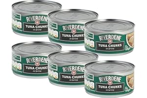 Riverdene Tuna Chunks in Brine, Tuna Fish in Tin, 185 gr (Pack of 6)