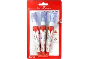 Faber-Castell Correction Pen Metal Tip 8ml 3 Pcs, Metal tip for precise correction