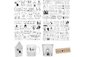 FloraVigo Rub On Sticker ca.A5 19x14cm-Spruch Deko zum Geburtstag, Keraflott, Hochzeit, Zuhause, Wischfolie für Möbel, Glas, Holz, Fotoalbum, DIY Deko, Aufkleberästhetik(4PCS) (OSTERN)