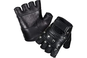 SHADOW DANCE UK Unisex vera Pelle Guanti Senza Dita punk gotico biker Pianura Borchiato danza Ciclismo Guida Palestra Sedia a rotelle