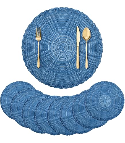 Shiwaki Set di 4 tovagliette Rotonde, Diametro di 15 Pollici, Antiscivolo, Lavabili, tovagliette in PVC, antistrappo, Resistenti al Calore, Repellente allo Sporco - Rose Golden