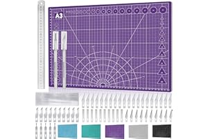MIUZEI Tappetino da Taglio A3 Autorigenerante Tappetini per Taglio Viola Cutting Mat Con Accessori Cutter di Precisione Penna da Taglio Antiscivolo e Durevole Tappeto da Taglio Per Artigianale Craft, etc.