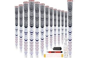 SAPLIZE Puños de Golf de 13 Piezas con Kit de regripping Completo, estándar/Mediano, Goma de cordón, puños de Club de Golf híbridos