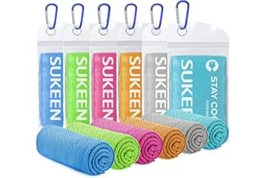 Sukeen Serviette de Refroidissement, 100x30cm Lot de 6 Serviettes Rafraîchissantes pour Le Cou, Serviette Sport Microfibre, Cooling Towel pour Entraînement, Fitness, Sports, Voyages, Yoga, Golf