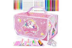 JYPS Unicornio Maletin Pinturas para Niña con Estuche, 70 Piezas Lavable Rotuladores para Colorear Juego de Pintura, Crayones, Acuarelas, Maletin de Colores Dibujo Juguetes Regalo Niños 3 4 5 6 7 años