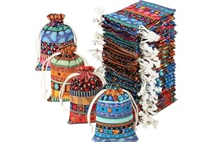 KULAMO 36 Pezzi Sacchetti Juta Colorati con Coulisse, Sacchetti Cotone in Tessuto Lavabili non Sbiadiscono, Sacchettini Regalo Piccoli per Calendario dell'Avvento, Natale, Compleanno Bambini, Matrimonio