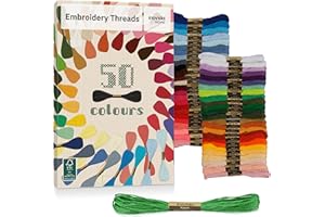 Embroidery Threads Set 50 Colours 5m Each : Sewing Thread Kit for Friendship Bracelet Making, Crafting, Weaving – Cross Stitch – Inovida