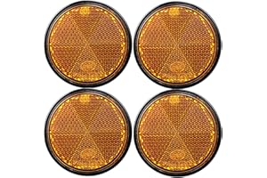 DARKGUARD 4xCatarifrangente Rotondi Giallo Ø60 mm Omologati, Catarifrangenti Autoadesiva Tondi per Rimorchio Bicicletta Camion Macchine Agricole （Giallo-Rotondi-Autoadesivo-4Pezzi）