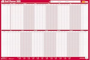 Sasco 2025 Staff Daily Planner, Yearly Wall Planner Set, Dry Erase Calendar, Poster Style Wall Planner, Dry Erase Pen & Stickers, Wall Chart, Notice Board, Blue, 915x610mm, 2410253