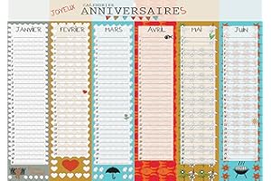 CALENDRIER EVENEMENT Calendrier Perpétuel "Joyeux Anniversaires" | Format A3 Recto Verso | Calendrier Sans Année à Remplir pour Dates Importantes et Anniversaires | Illustré et Multicolore