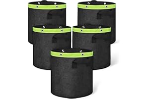ELAKIRI 5X Pflanzsack 20l aus 300g Vliesstoff, Verbessert Pflanzsäcke für Kartoffeln, Wiederverwendbare Stofftopf 20l mit Griff und Metallöse, Pflanztaschen & Stofftöpf - für Blumen,Gemüse,Pflanzen