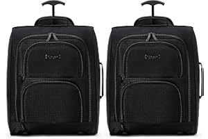 Flight Knight Set Di 2 Valigie Da Cabina Easyjet Omologate Sottosella Con 2 Ruote, Borsa Leggera Ideale Per Viaggi In Aereo 45x36x20 Cm