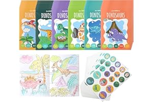 THE TWIDDLERS 36 Mini Libri da Colorare per Borse da Festa, con Adesivi - Tema Dinosauri, Mini Libri A6 per Bambini, Età 4-8 Anni, Piccoli Libri da Colorare Perfetti per Riempire le Borse da Festa