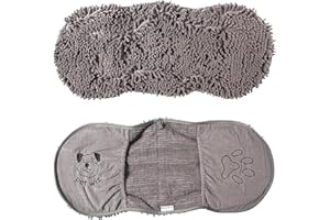 pet wiz Ręcznik szenilowy, z mikrofibry, super chłonny, szybkoschnący, lekki, z praktycznymi przegródkami na rękawiczki, 82 cm x 32 cm (szary)