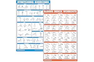 PALACE LEARNING QuickFit 2er-Pack – Dehnübungen und Schiebebank, Workout-Poster-Set – kompatibel mit Total Gym & Weider Ultimate Body Works (laminiert, 45,7 x 61 cm)