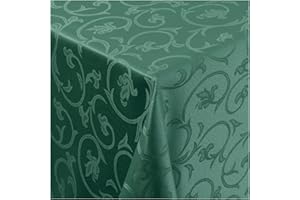 Tischdecke Stoff Damast Barock Jacquard Ranken Design mit Saum oval 160x220 cm Dunkel-Grün