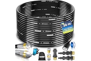 MASKO® Premium Rohrreinigungsschlauch Set Abflussreiniger 30m, 200 bar inkl. Isolierband, Tasche 3 Adapter 2 Düsen kompatibel mit Kärcher k2-k7 LAVOR Hochdruckreiniger Rohrreinigungsset + Handschuhe