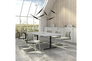 Weber Büro Easy - Tavolo da conferenza, 240 x 120 cm, colore: grigio perla con impianto elettrico, colore: antracite