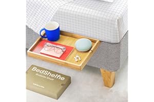 ‎BEDSHELFIE Bedshelfie Nachttisch für Etagenbett und Boxspringbett, Bettablage für WG-Zimmer, Betttablett schwebend, Bettablage zum Einhängen - Natürlich, mit Schiebefunktion