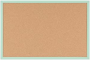 Bi-Office Lavagna In Sughero, Cornice in Legno Verde Pastello MDF, 80x60cm
