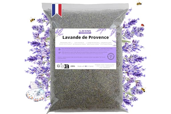 LAVENS - Torkade lavendelblommor - Provence 200G Origine - Lavendel i bulk, idealisk för doftpåse, potpurri. Hög kvalitet och färsk doft.