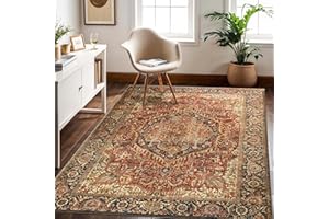 Hafaa Washable Rugs Living Room 80x150 cm – Soft Short Pile Area Rugs For Bedroom Dining Room, Kitchen Carpet Non Slip Traditional Oriental Floral Design Vintage Boho Cashmere Rug, Majestic