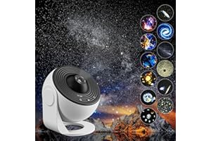 YunLone Projecteur Galaxy, 13 en 1, lumière d'étoiles pour planétarium domestique pour chambre à coucher, nébuleuse rotatif à 360°, lampe de nuit ciel étoilé avec 12 constellations du système solaire