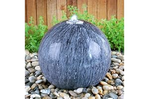 Primrose 50cm Echo Falls Marble Touch Sphere Stainless Steel Water Feature Indoor Outdoor with LED Lights
