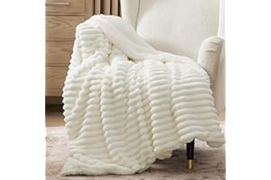 BEDSURE Sherpa koc biały – ciepły, gruby koc do przytulania, puszysty, na sofę, kanapę, do mieszkania, 150 x 200 cm, XL